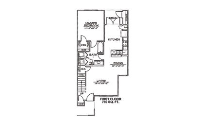 Meadowlark - 3 bedroom floorplan layout with 2 bath and 1255 square feet